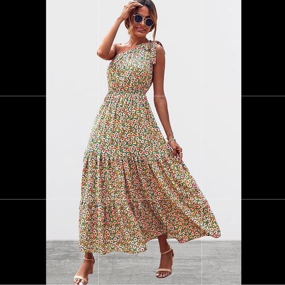 PRETTYGARDEN boho one shoulder floral dress size small 🌸🌺🌻 - Picture 3 of 3